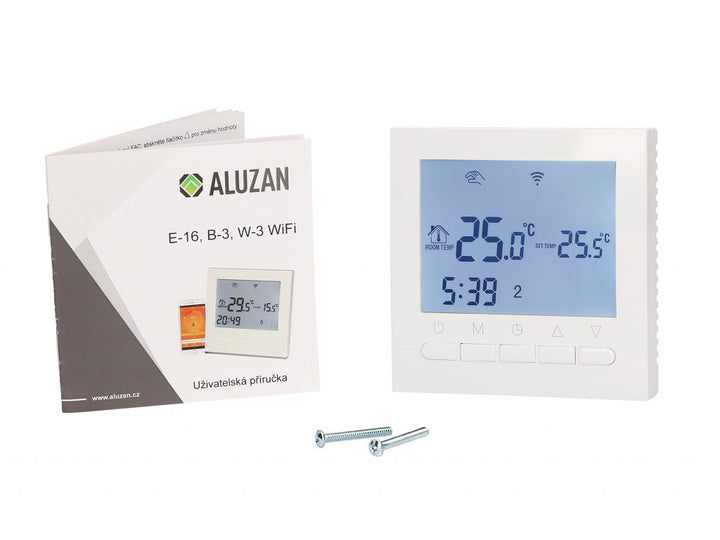 Aluzan B-3 WiFi, programmierbarer Raumthermostat zur Kesselschaltung, fernsteuerbar über Android- oder iOS-App