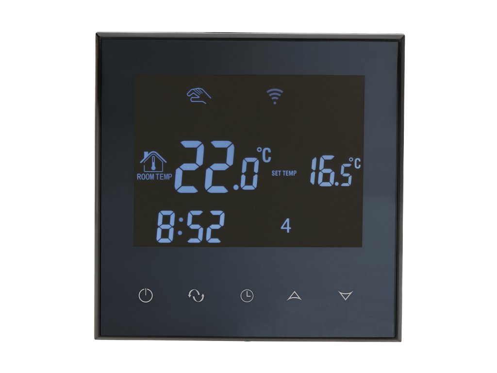 Aluzan Class E-16 WiFi, programmierbarer Raumthermostat zum Schalten von Elektroheizungen bis zu 16A, fernsteuerbar über Android- oder iOS-App