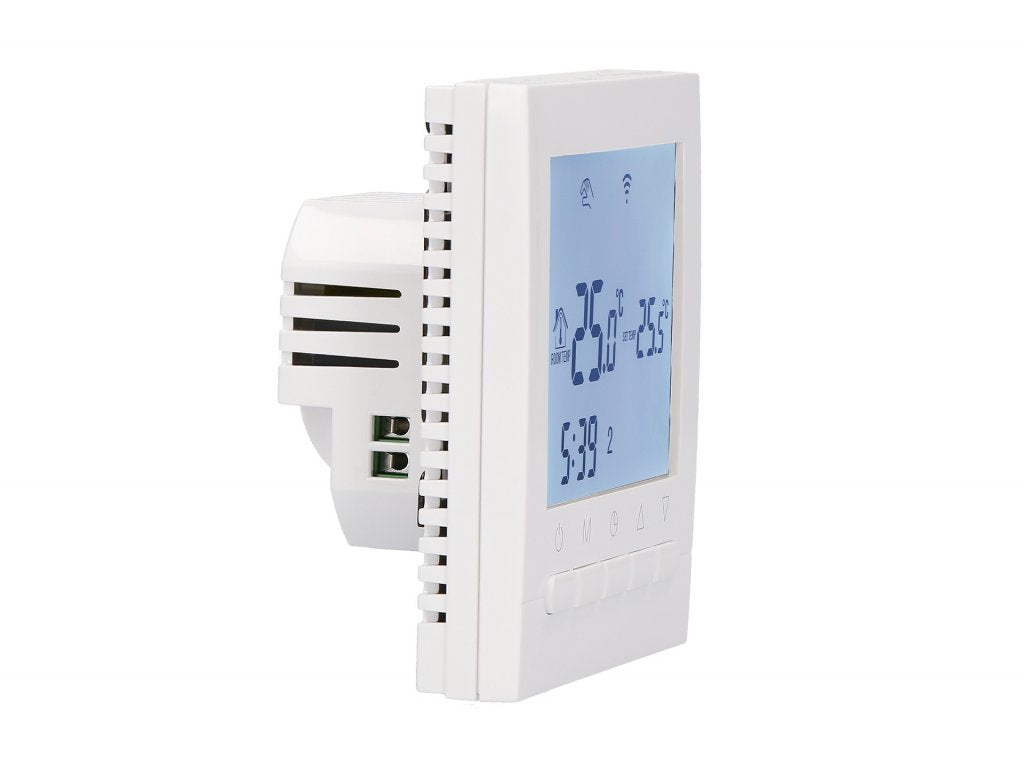 Aluzan E-16 WiFi, programmierbarer Raumthermostat zum Schalten von Elektroheizungen bis zu 16A, fernsteuerbar über Android- oder iOS-App